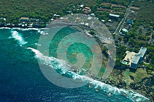 Keauhou Beach, Big Island aerial shot