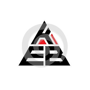 KEB triangle letter logo design with triangle shape. KEB triangle logo design monogram. KEB triangle vector logo template with red