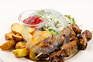 Kebab with fries