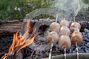 Kebab - grilled meat. Preparation of shish kebab bbq