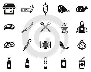 Kebab Or Kebab Shop Icons Black & White Set Big