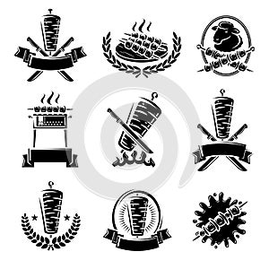 Kebab labels and elements set. Collection icon kebabs. Vector