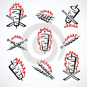 Kebab labels and elements set. Collection icon kebabs. Vector