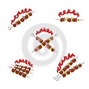 Kebab labels and elements set. Collection icon kebabs. Vector