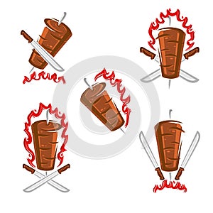 Kebab labels and elements set. Collection icon kebabs. Vector