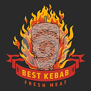 Kebab meat colorful vintage emblem