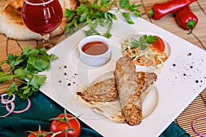 Kebab meat on a plate