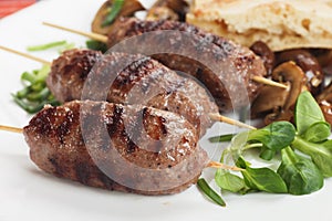 Kebab, minced meat skewer photo