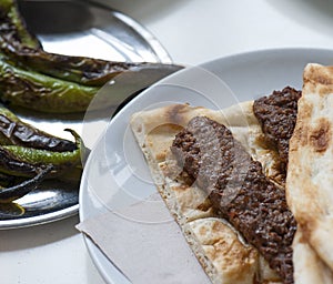 Kebab on a plate in a restaurant