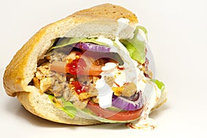 Kebab sandwich on white background