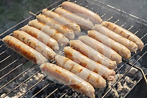 Kebab sausages are grilled