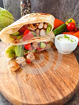 Kebab / Shawerma, with chicken and salad
