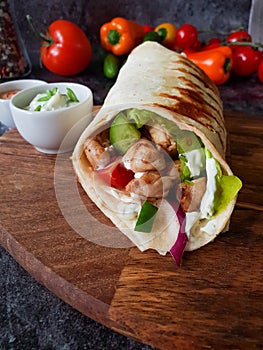 Kebab / Shawerma, with chicken and salad