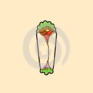 Kebab tortilla wrapped vector illustration isolated