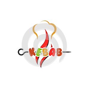 Kebab Turkey Logo Design. Meat skewer with logotype vector design. Grilled meat
