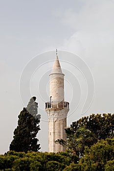 Kebir Mosquealso known as Buyuk mosque minaret in Larnaca, Cyprus