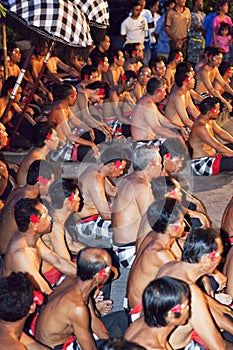 Kecak and Trance Dancers at Dusk, Bali, Indonesia