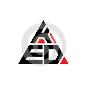 KED triangle letter logo design with triangle shape. KED triangle logo design monogram. KED triangle vector logo template with red