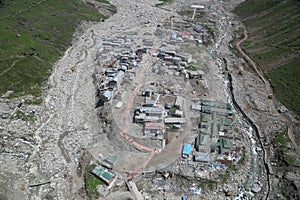 Kedarnath temple aerial view