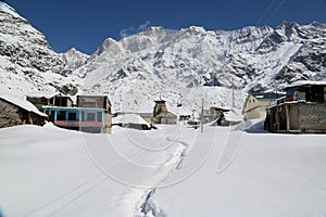 Kedarnath Temple is Covered with Snowfall photo