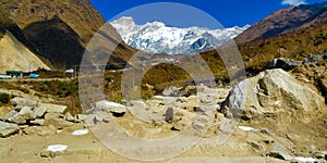 Kedarnath Temple trek route in Indian Himalayas, Uttarakhand, India