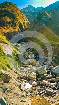 Kedarnath Temple trek route in Indian Himalayas, Uttarakhand, India