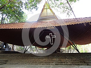 Kediri, East Java, Indonesia - November 27th, 2019 : the unique famous church poh sarang in puh sarang. the faomous church