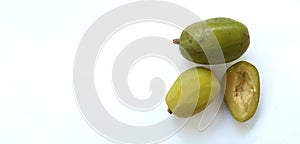 Kedondong also known as ambarella fruit or otaheite apple great hot plum fruit isolated on white.