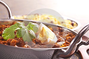 Keema Curry with Egg and Coriander
