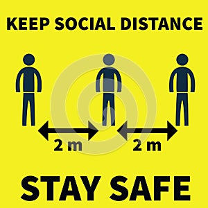 keep 2 meter social distance for safety during Coronavirus or COVID 19 Pandemic, Can use in Shopping malls, resturant, office