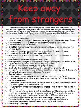Keep away from strangers poster