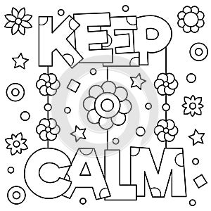 Keep calm. Coloring page. Vector illustration.