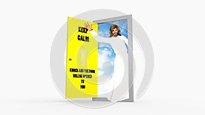 Keep Calm Knock Door Jesus Christ Waving Illustration