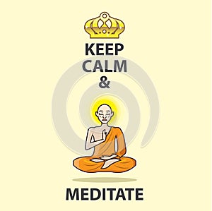 Keep Calm and Meditate Vector Art Gold Crown