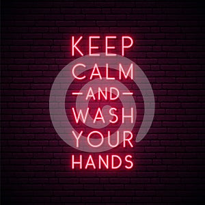 Keep Calm and wash your hands - quote for protection from coronavirus.