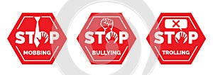 Stop mobbing, bullying trolling vector