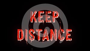 Keep distance banner. Distorted glitch effect