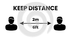 Keep Distance People 2 m or 6 feet Illustration