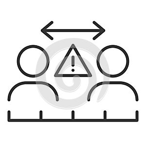 Keep distance warning sign. Social distancing icon. Coronovirus epidemic protective. Two person and meter. Vector