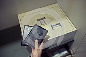 Keep documents in the safe of the hotel room