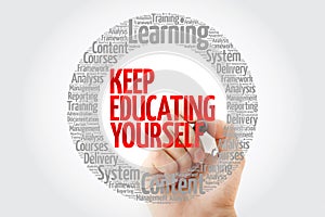 Keep Educating Yourself circle word cloud