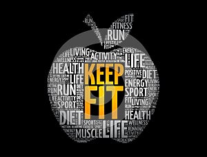 Keep Fit apple word cloud, sport concept