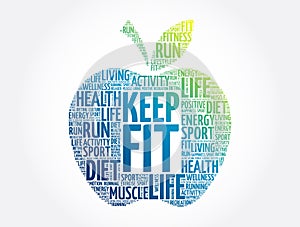 Keep Fit apple word cloud, sport concept background