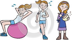 Keep Fit and Baking Mother cartoon