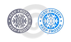 Keep frozen vector food product package label. Keep frozen fridge snowflake icon