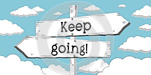 Keep going - outline signpost with two arrows