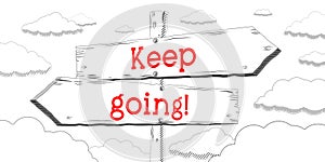 Keep going - outline signpost with two arrows