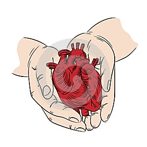 KEEP HEART Health Symbol Medicine Human Hand Draw Print Banner photo