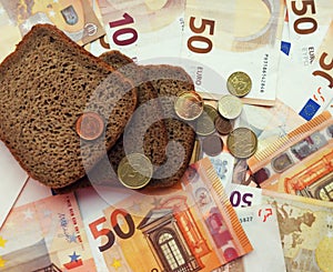 Euro Valuta ,Keep money in Bank , Cash ,coins ,bank card ,visa , mastercard photo