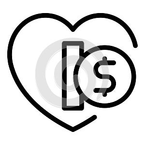 Keep money heart icon outline vector. Voluntary service